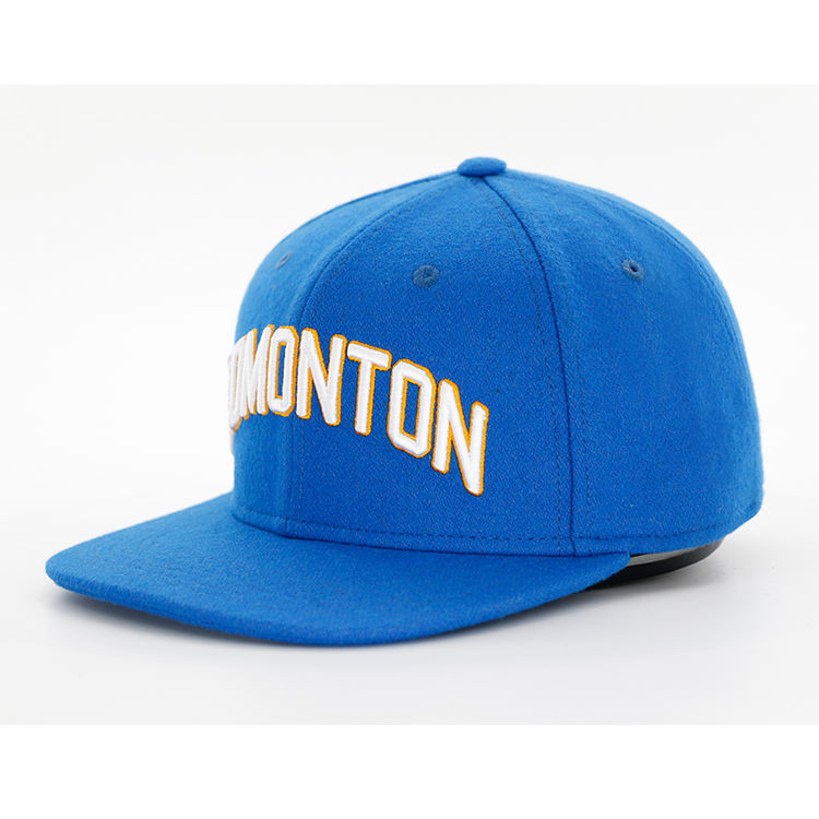 Royal Blue Edmonton Arch Letter Embroidered Flat Brim Snapback Cap