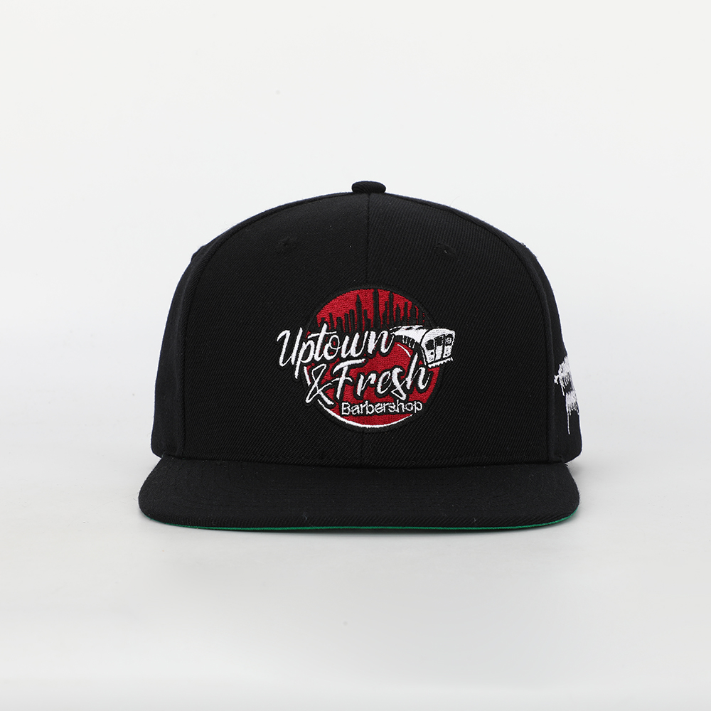 Uptown Fresh Embroidered 6 Panel Snapback Cap with Flat Brim