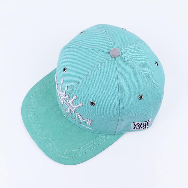 KOTM Crown Embroidered Mint Flat Brim Snapback Hat