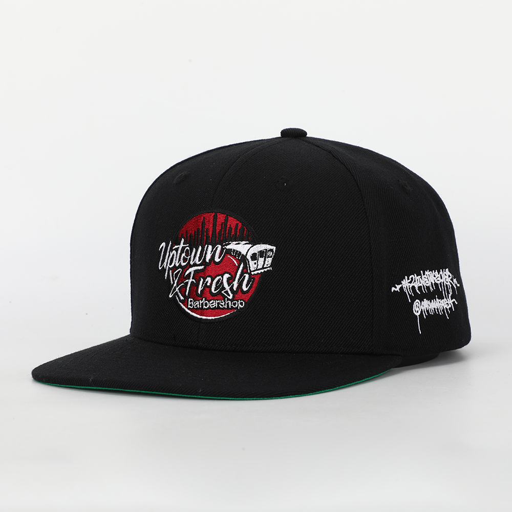 Uptown Fresh Embroidered 6 Panel Snapback Cap with Flat Brim