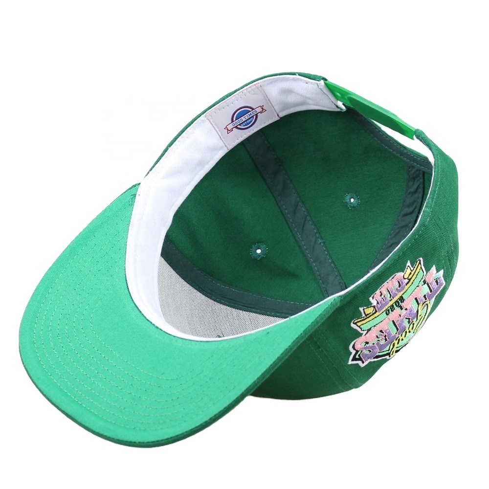Green Letter G Embroidered Flat Brim Snapback Cap Casual Street Style Hat