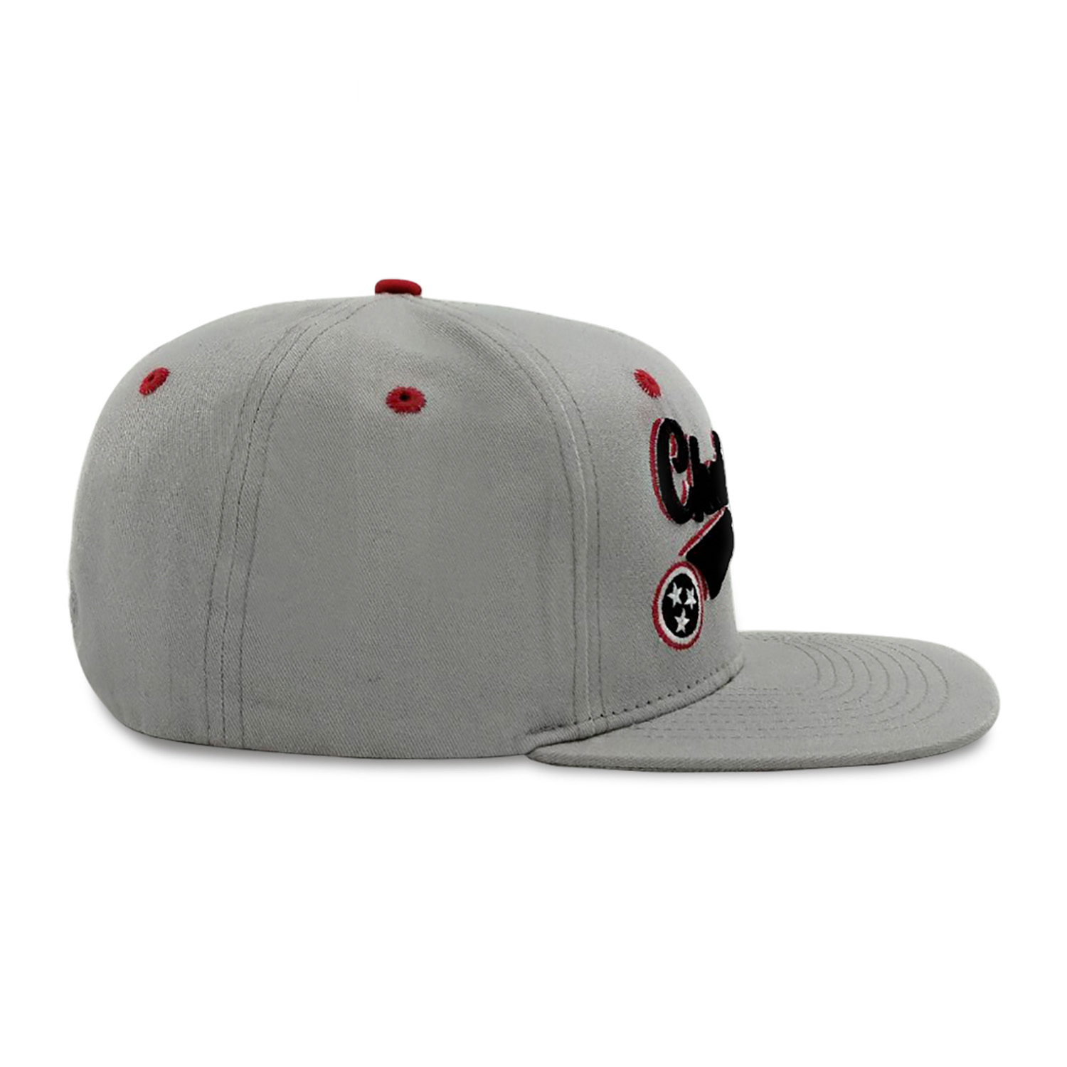 6 Panel Embroidered Snapback Cap Flat Brim Structured Street Style Hat