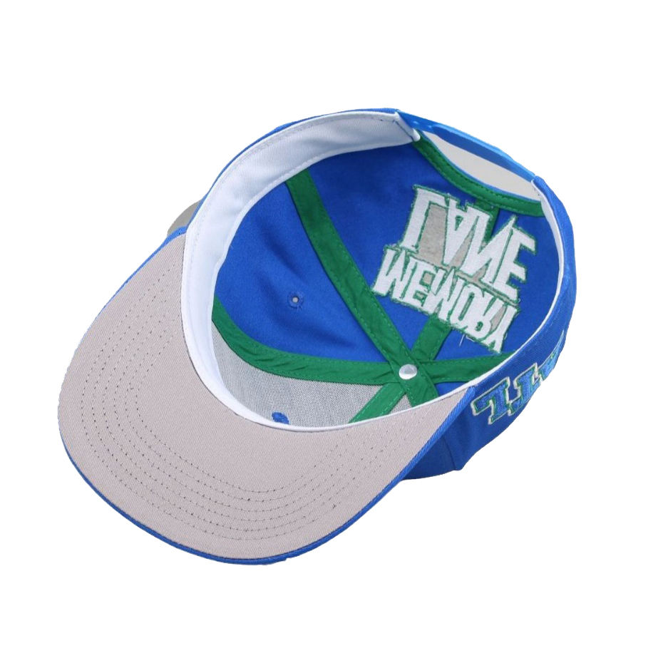 Royal Blue Flat Brim Snapback Cap with Raised Letter Embroidery