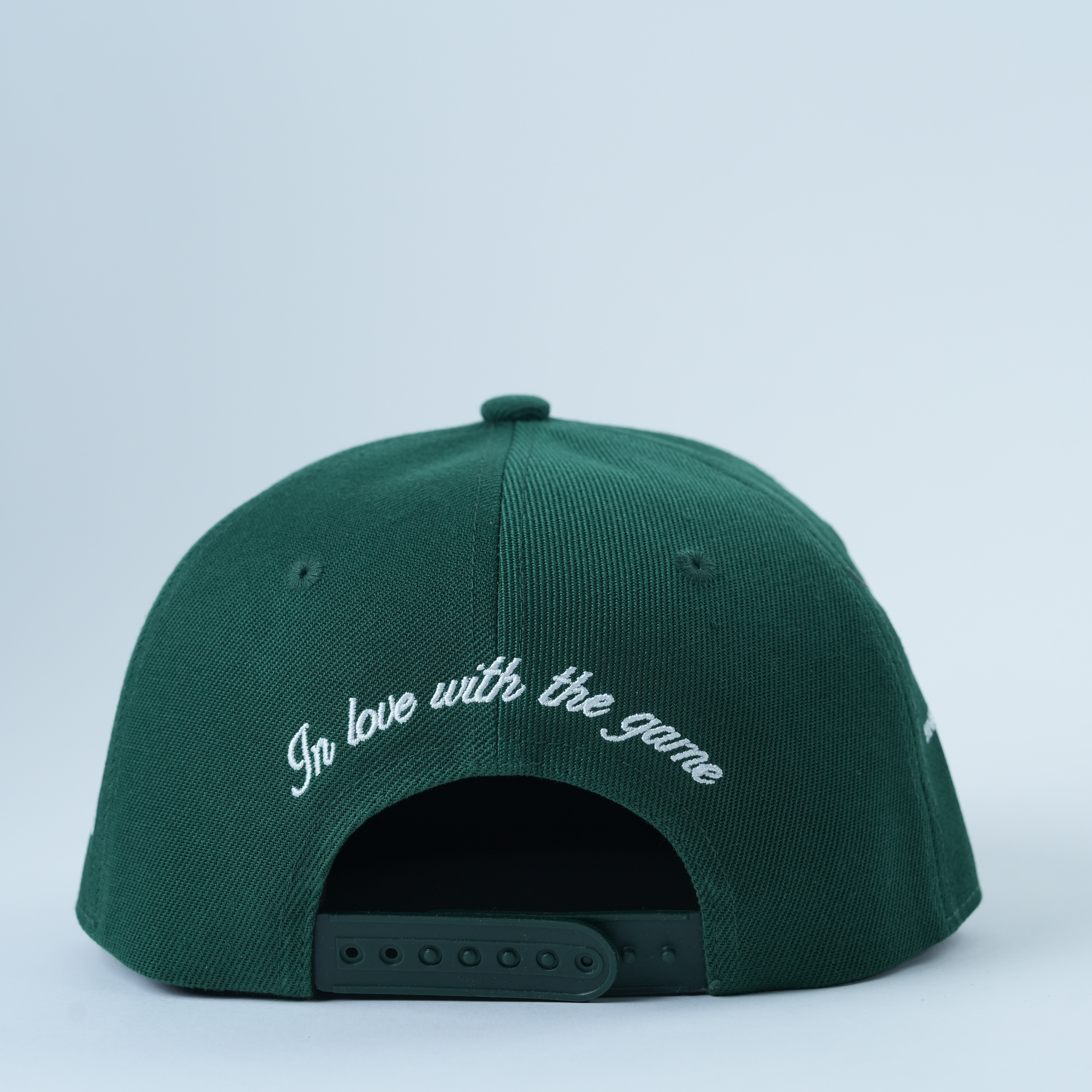 Dark Green Flat Brim Snapback Cap with 3D Letter Embroidery