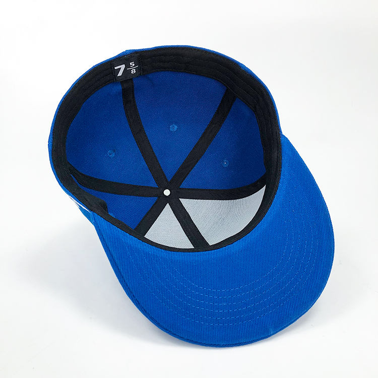 Royal Blue Palm Tree Crest Embroidered Six-Panel Flat-Brim Cap