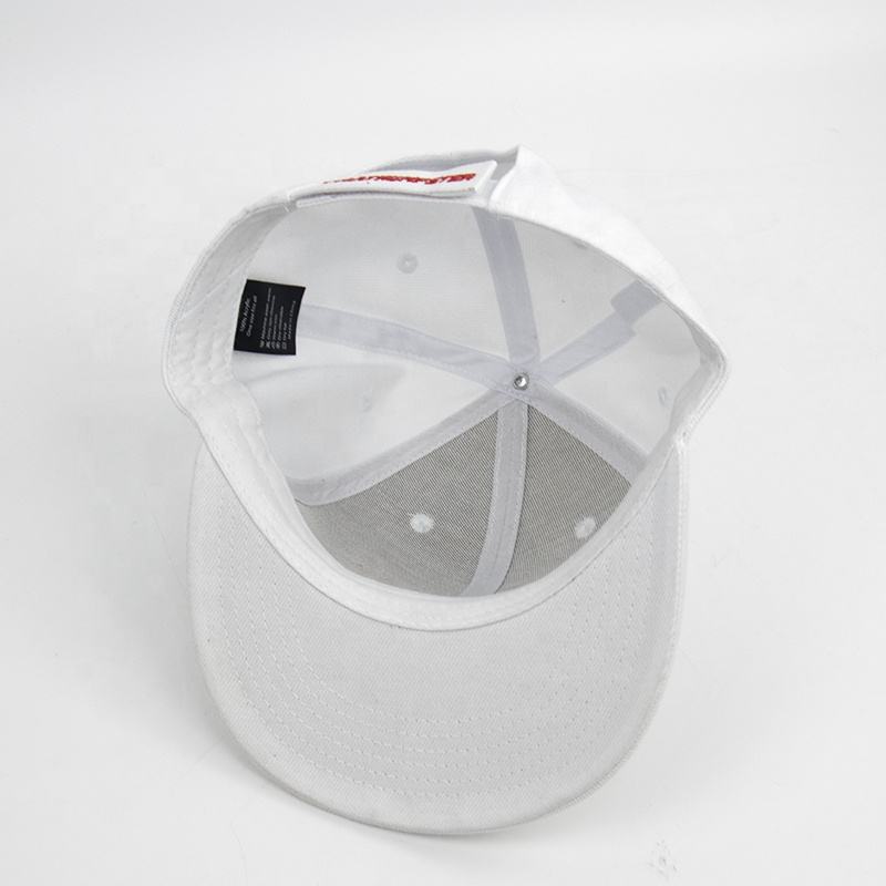White Flat Brim Snapback Cap with Bold Embroidered Logo