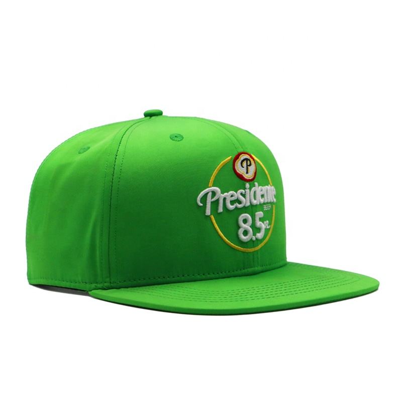 Bright Green Presidente Embroidered 6-Panel Flat Brim Snapback Hat