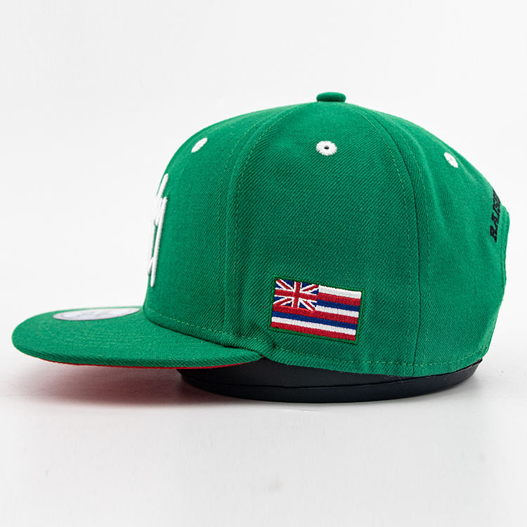 Green Proudly Local 3D Embroidered Flat Brim Snapback Cap