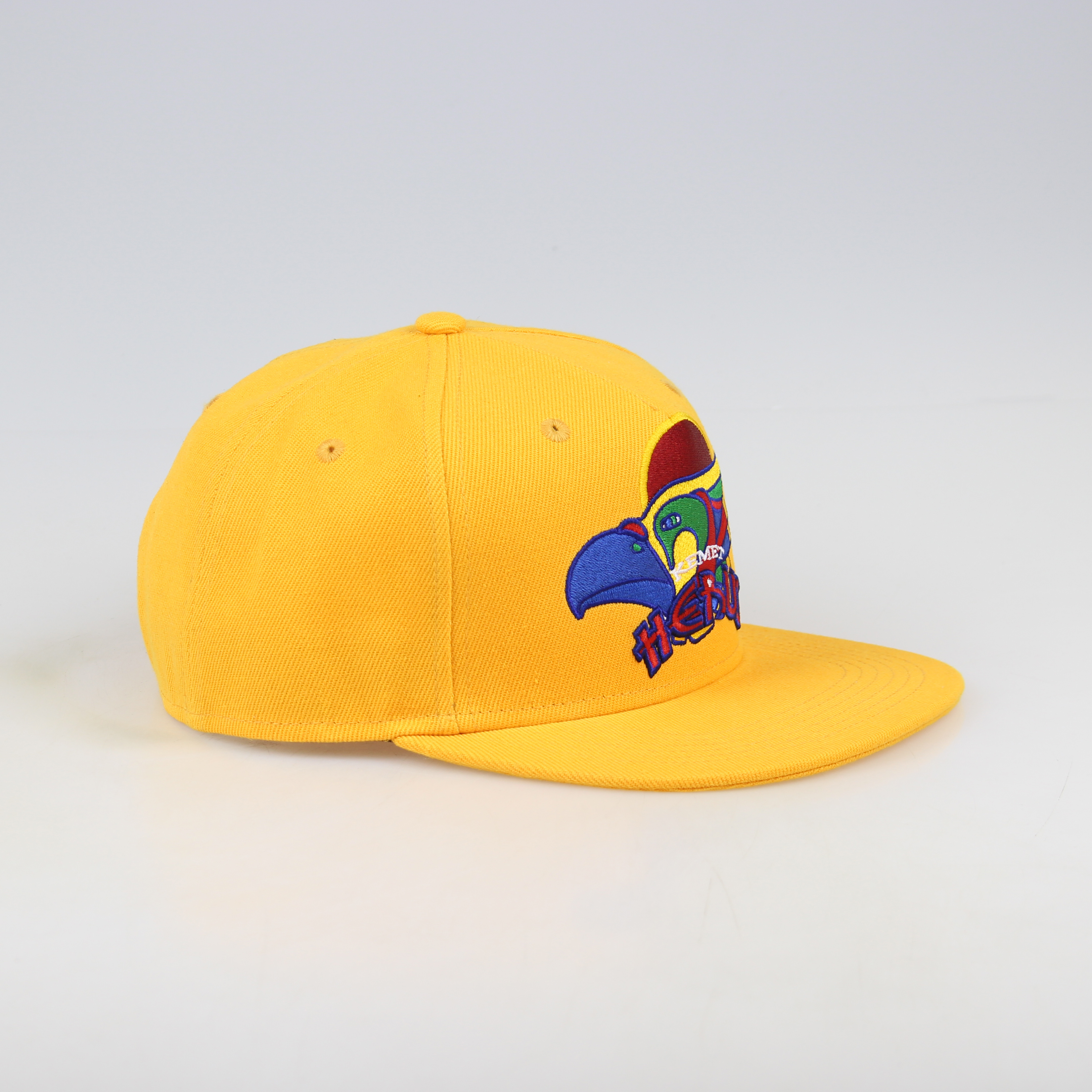 Yellow Aztec Eagle Embroidered Flat Brim Snapback Cap