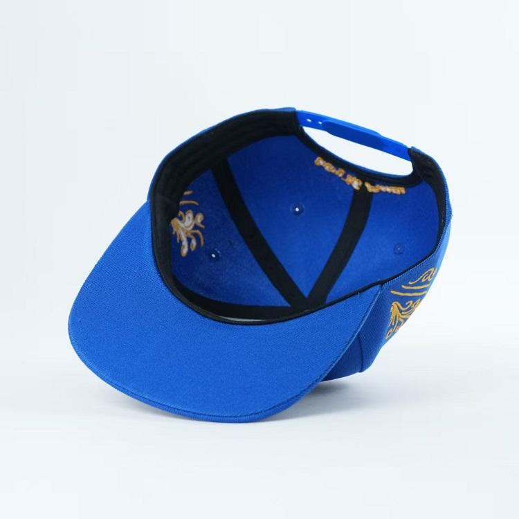 Scratched Blue Embroidered Flat Brim Snapback Hat