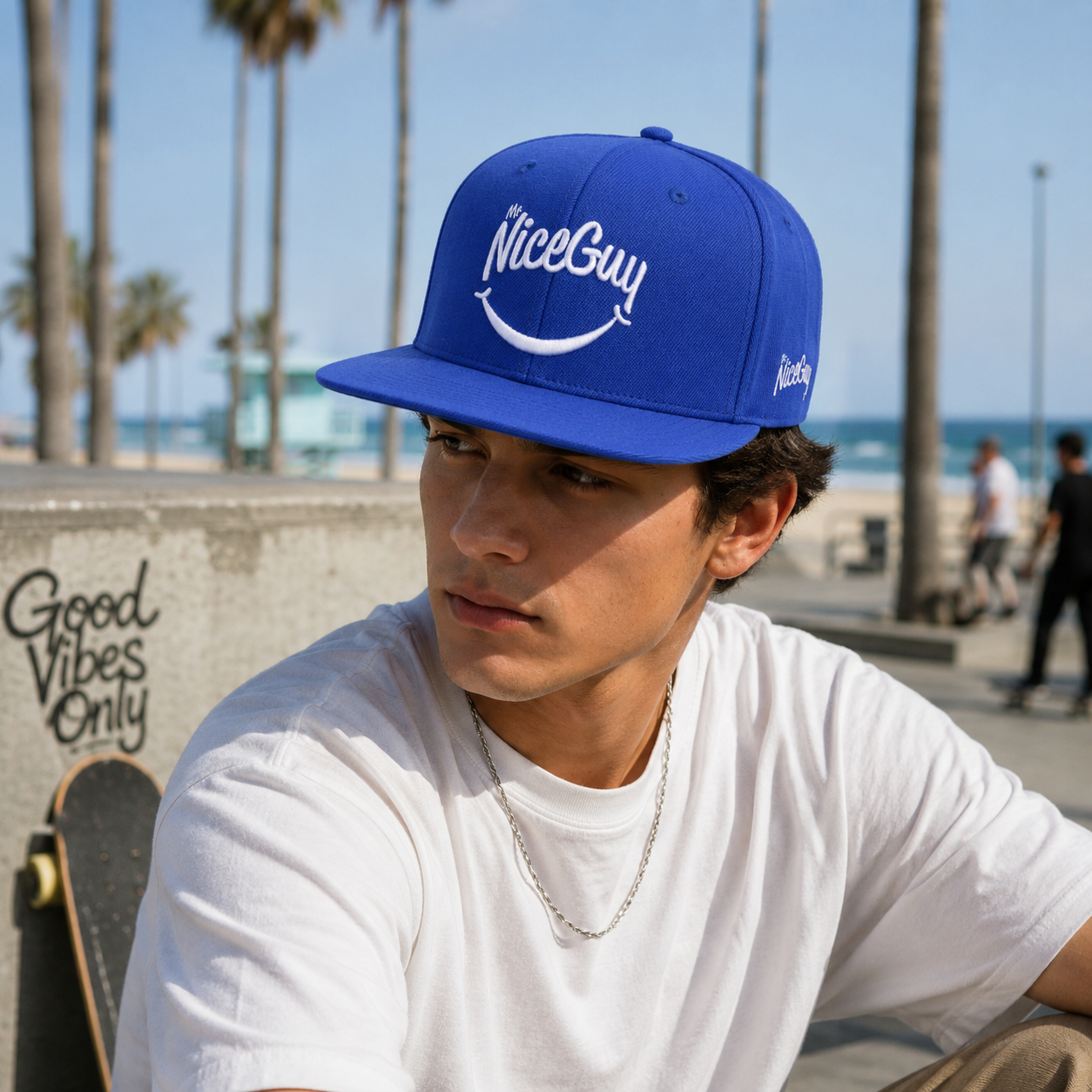 Royal Blue NiceGuy Embroidered Flat Brim Snapback Cap