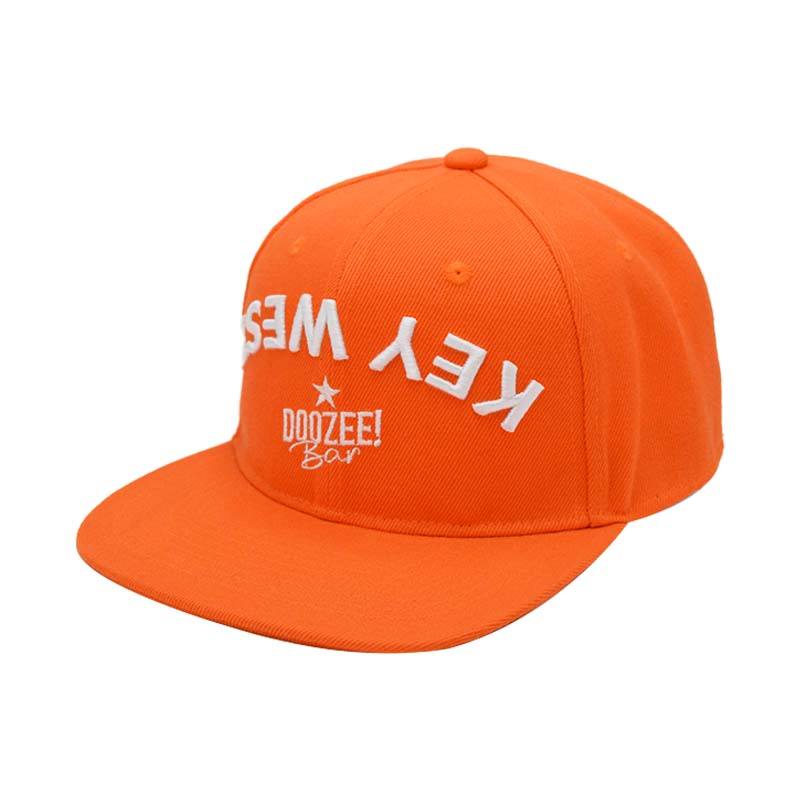 Key West Doozee Bar Orange Embroidered Flat Brim Snapback Cap
