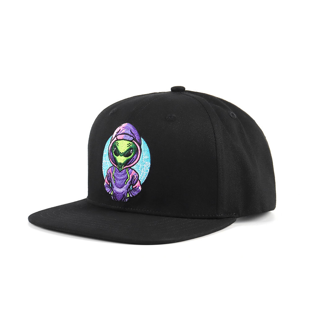 Black Alien Astronaut Embroidered Snapback Cap