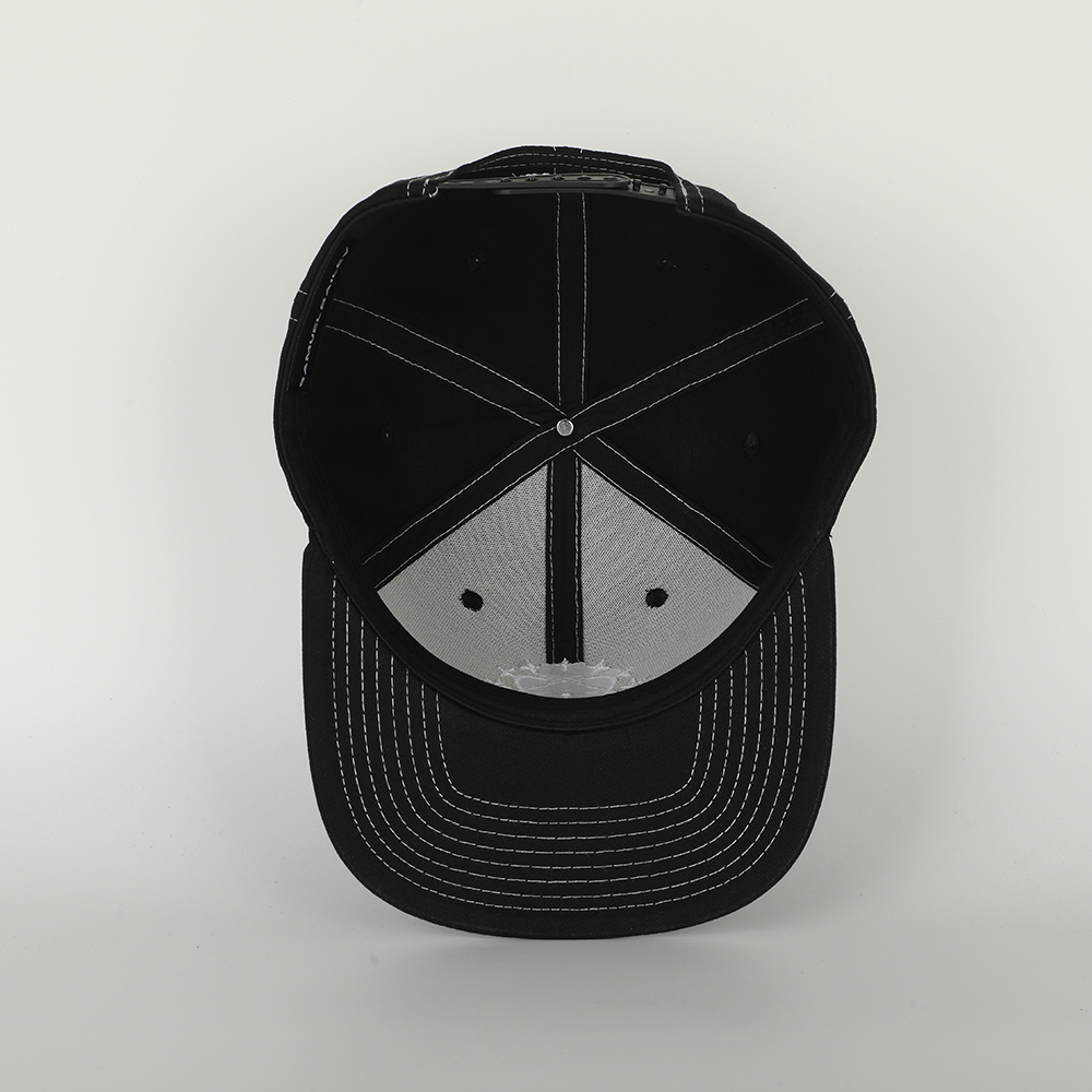 Black White Star Orbit Embroidered Flat Brim Snapback