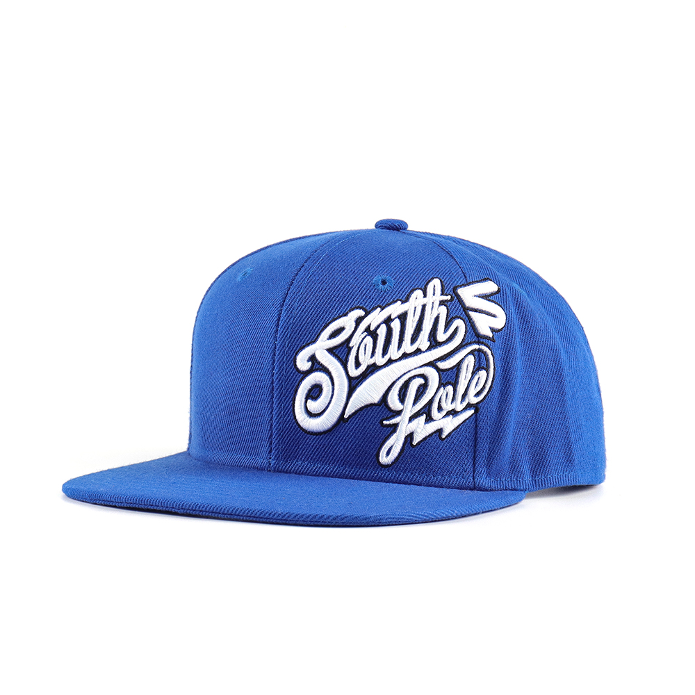 Royal Blue Flat Brim Script Embroidered Snapback Cap