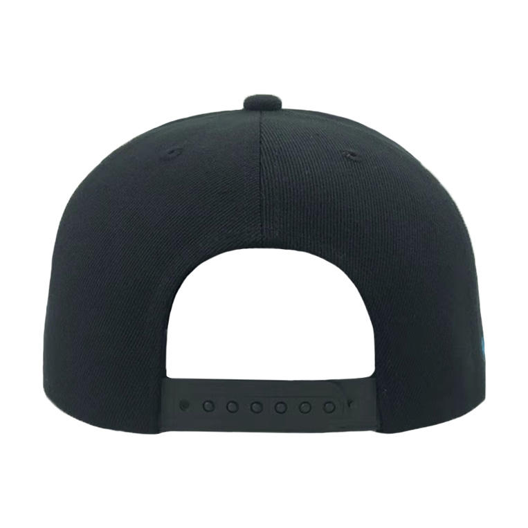 Black Flat Brim Snapback Cap with Blue 3D AF Embroidery
