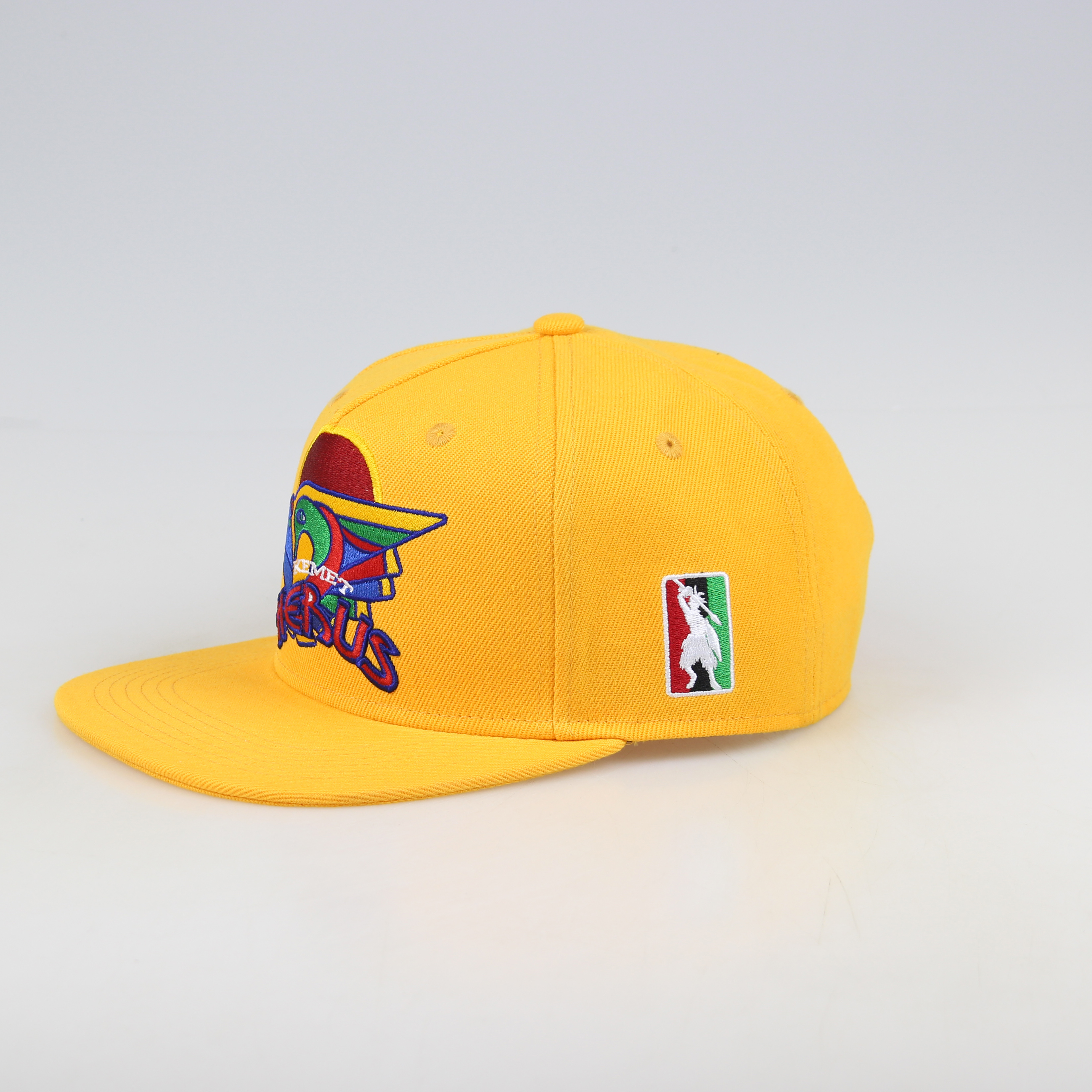 Yellow Aztec Eagle Embroidered Flat Brim Snapback Cap