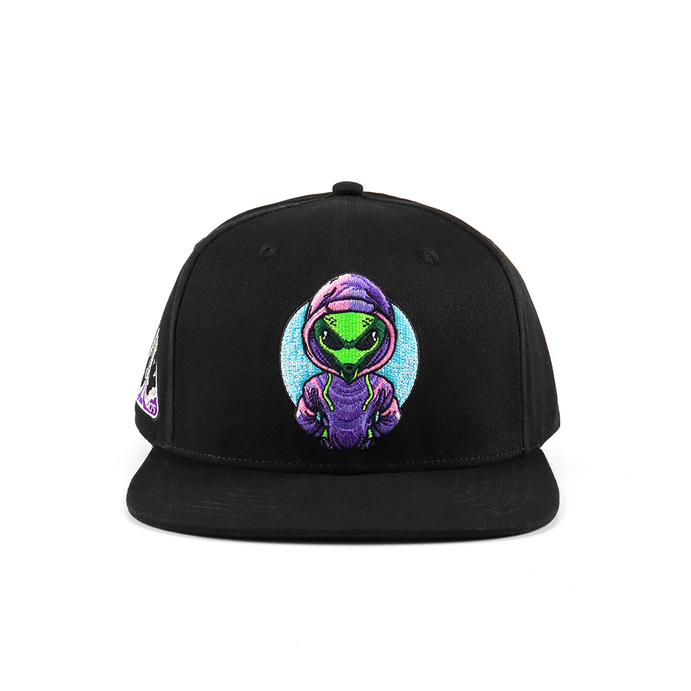Black Alien Astronaut Embroidered Snapback Cap