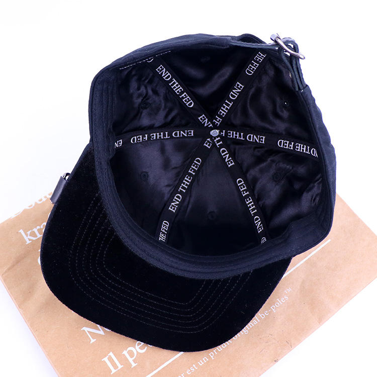 Black Graffiti Letter Embroidered 6 Panel Snapback Cap