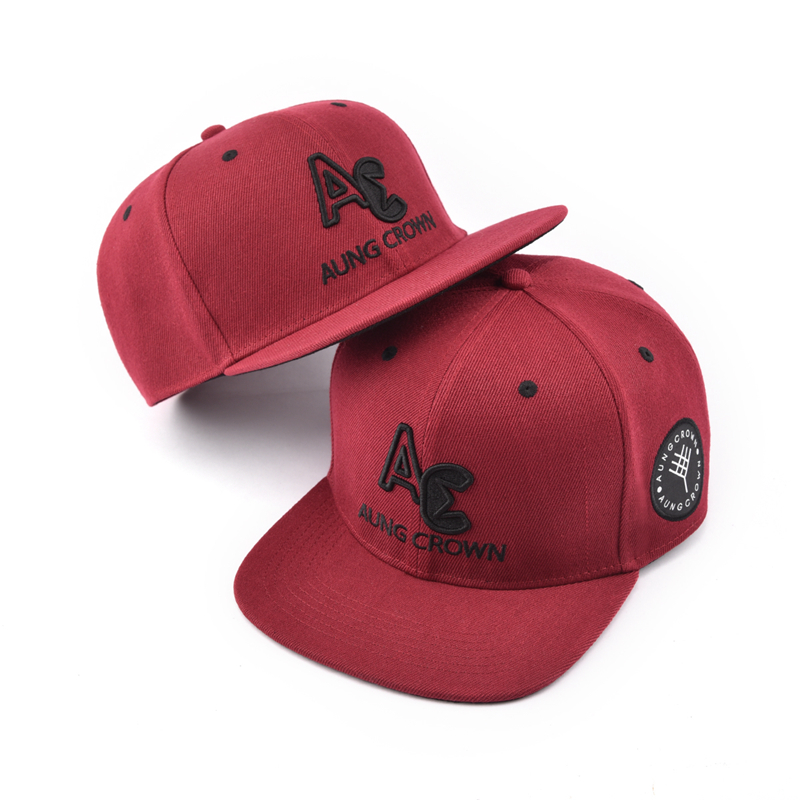 AUNG CROWN AC Embroidered Flat Brim Snapback Cap
