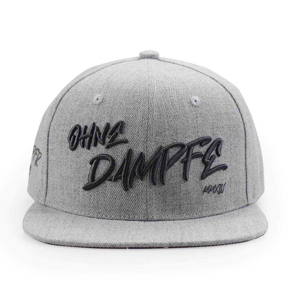 Oh No Damage Gray Embroidered Flat Brim Snapback Hat