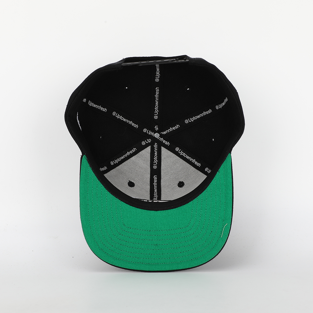 Uptown Fresh Embroidered 6 Panel Snapback Cap with Flat Brim