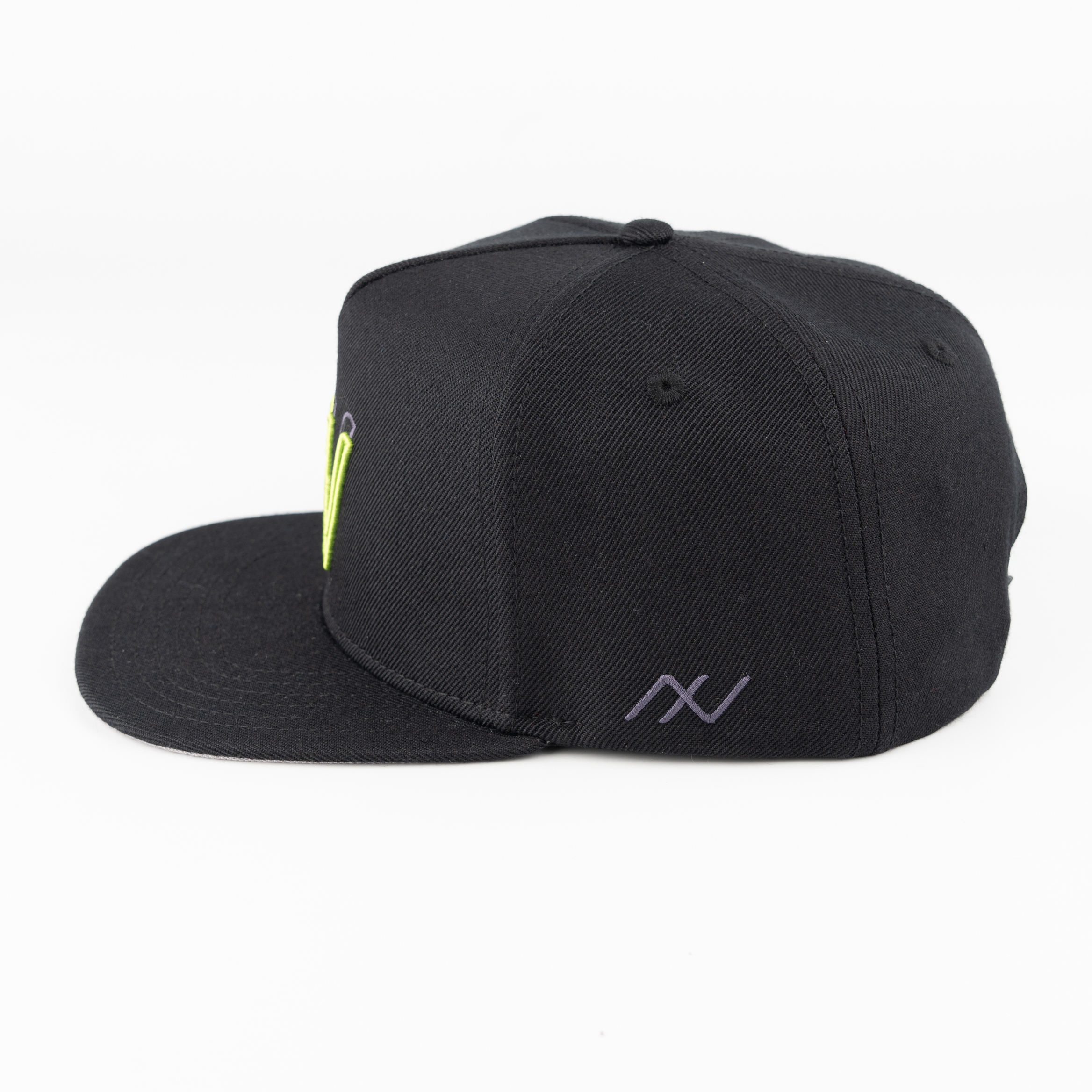 Black 3D Embroidered Letter Snapback Hat Flat Brim Hip Hop Adjustable Cap