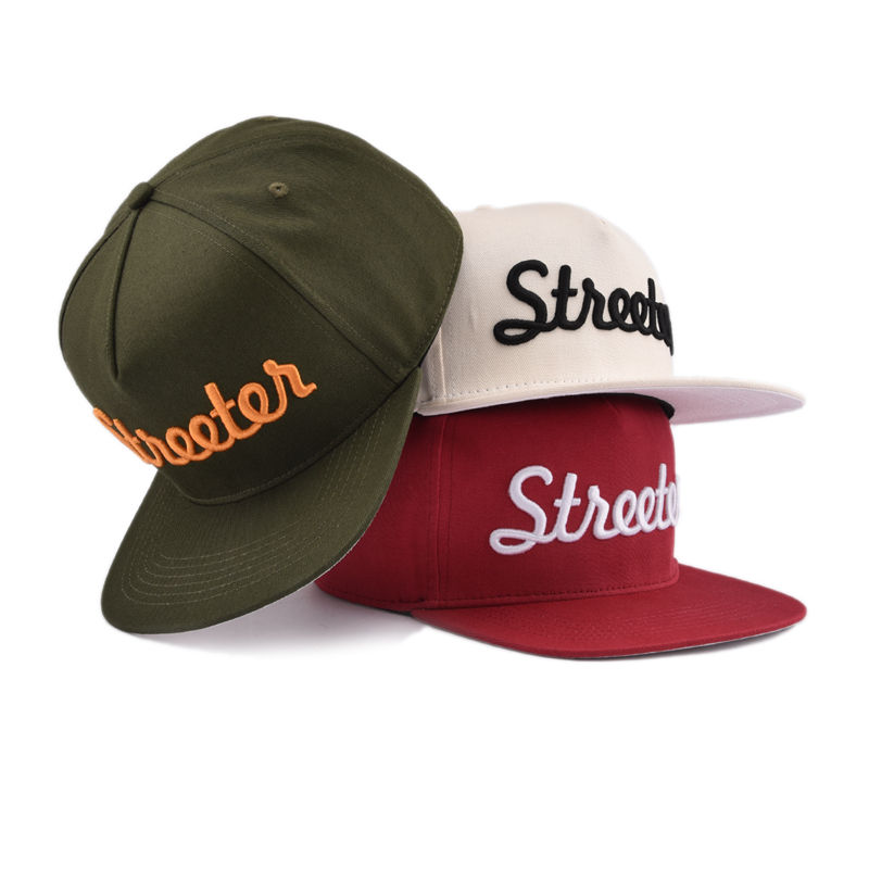 Script Logo Flat Brim Snapback Cap with Raised Embroidery Contrast Colorways