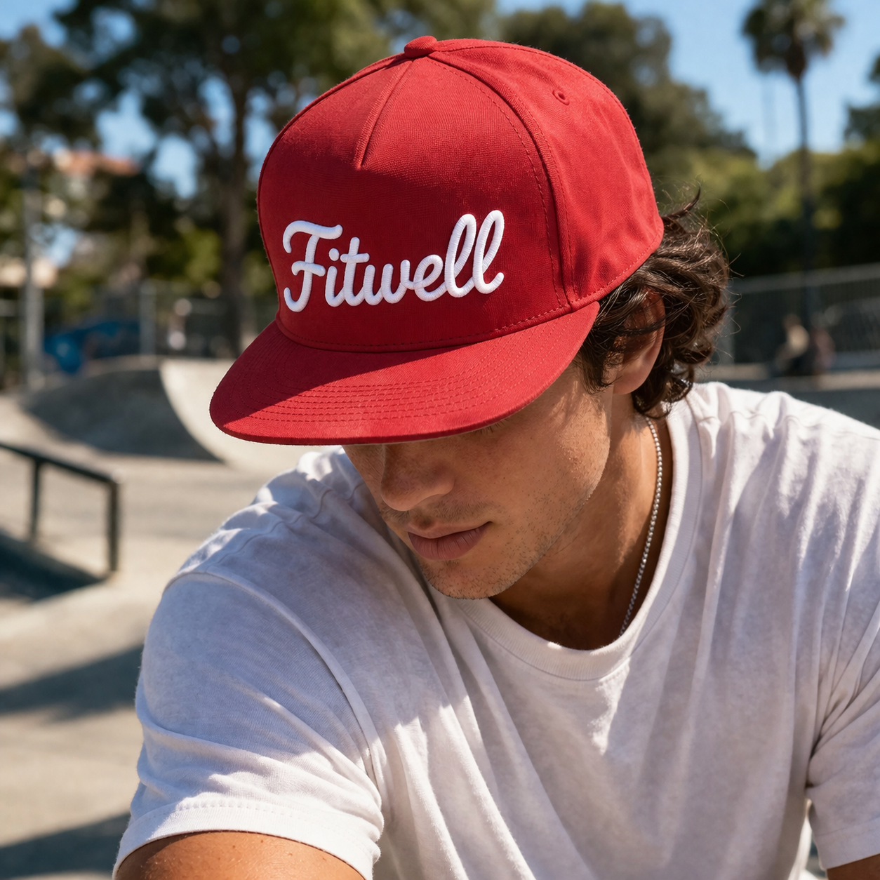 Script Logo Flat Brim Snapback Cap with Raised Embroidery Contrast Colorways