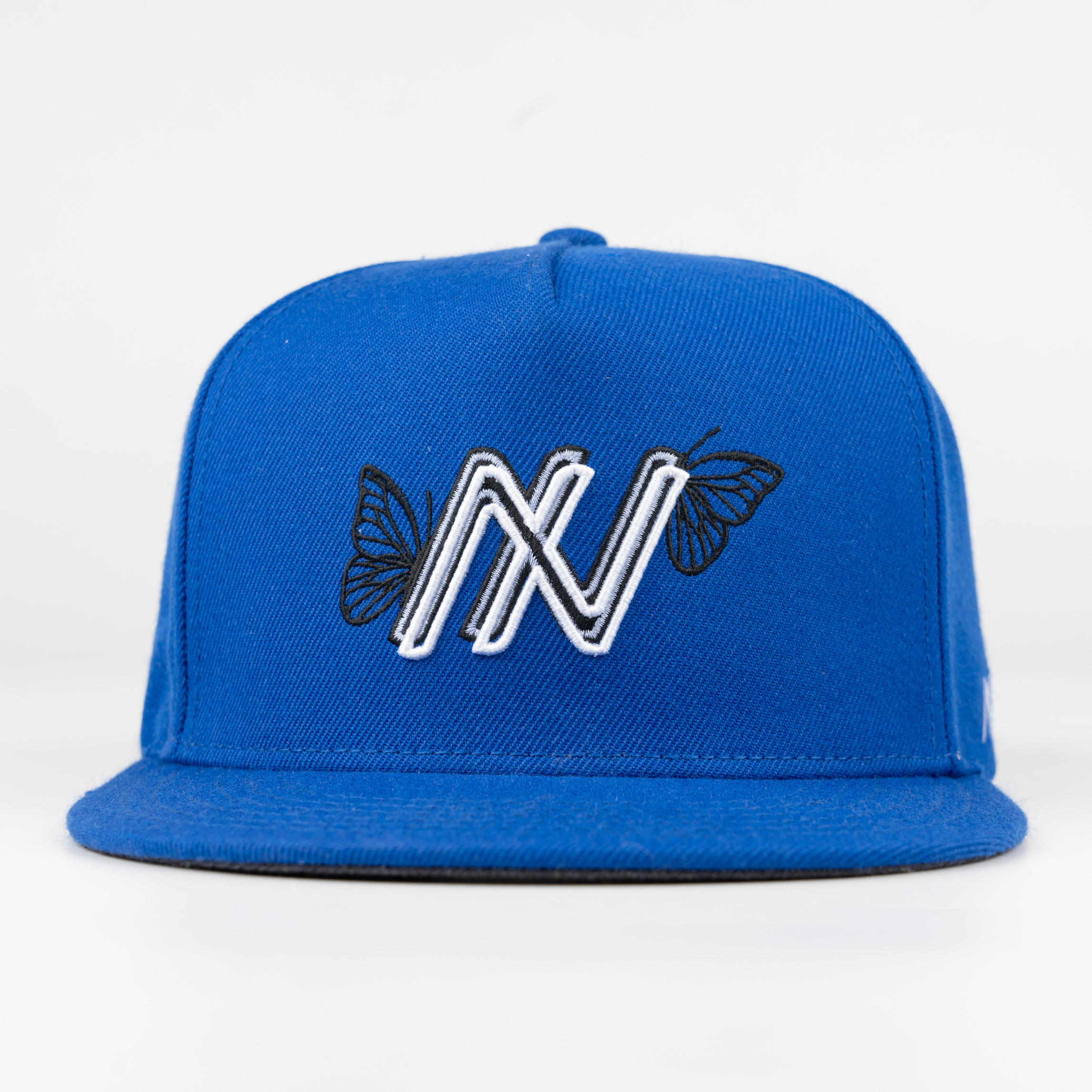 Blue Butterfly Monogram 5 Panel 3D Embroidered Snapback Hat