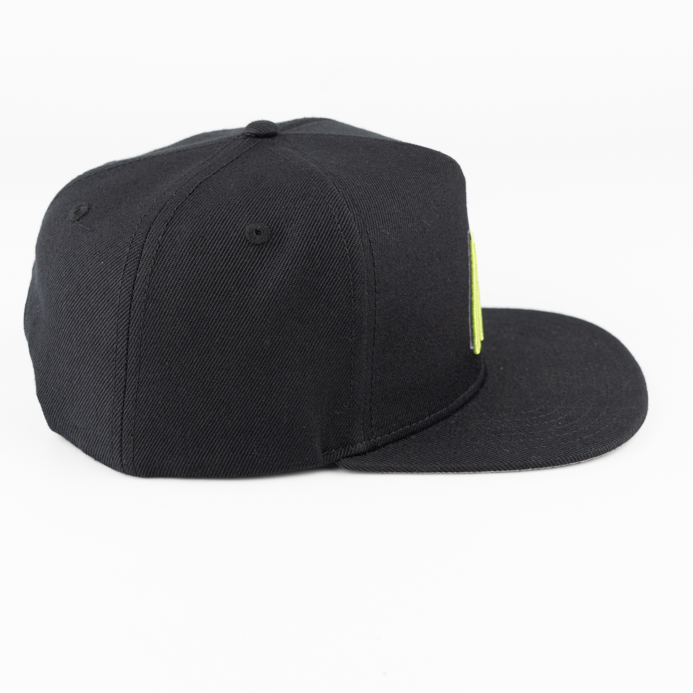 Black 3D Embroidered Letter Snapback Hat Flat Brim Hip Hop Adjustable Cap