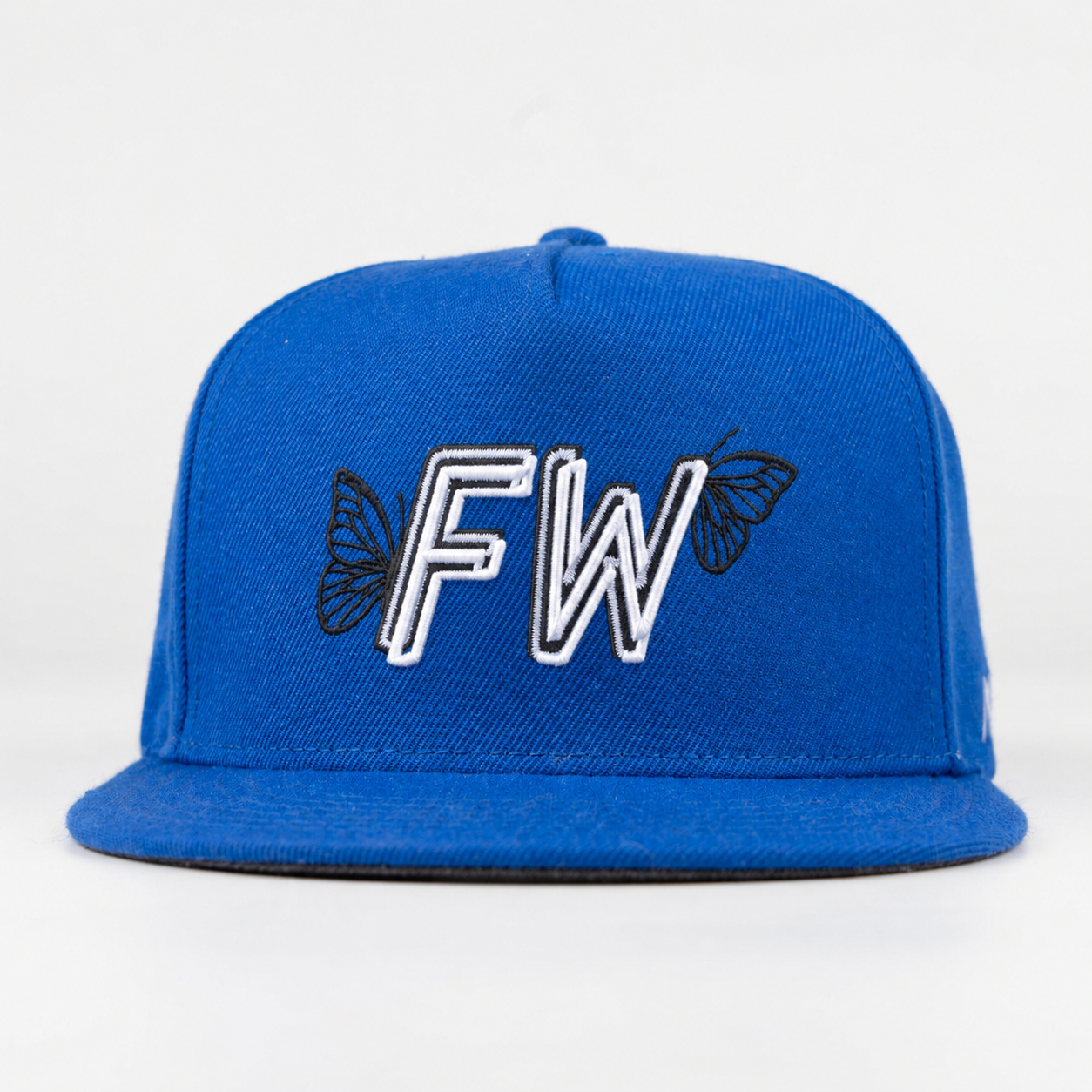 Blue Butterfly Monogram 5 Panel 3D Embroidered Snapback Hat