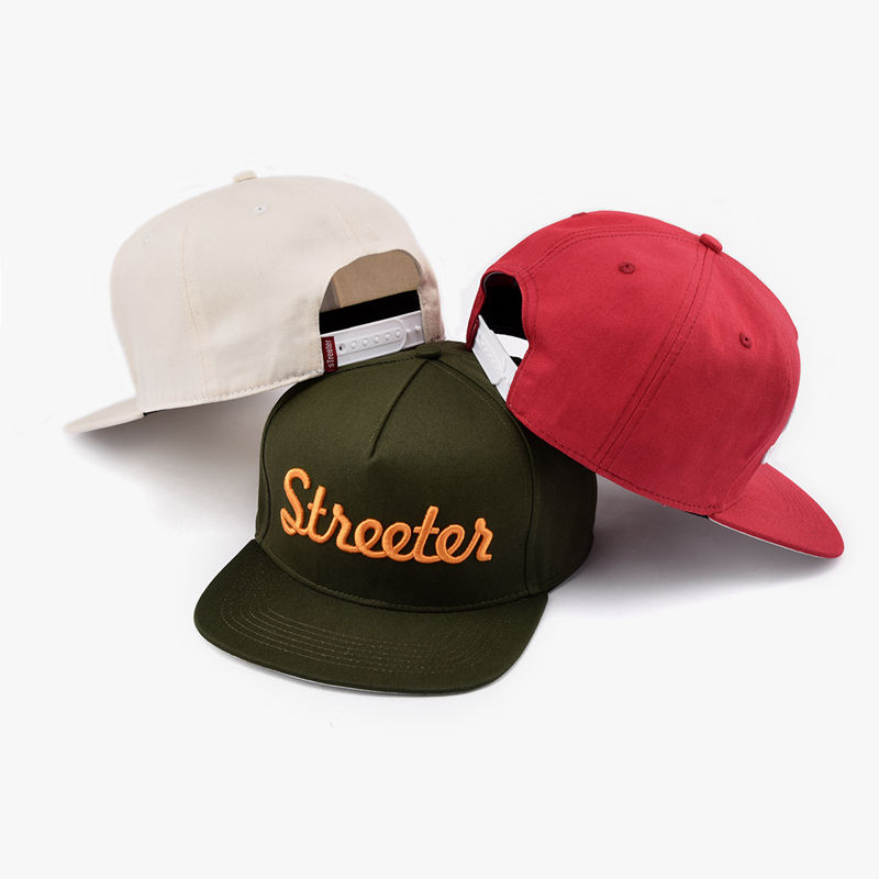 Script Logo Flat Brim Snapback Cap with Raised Embroidery Contrast Colorways