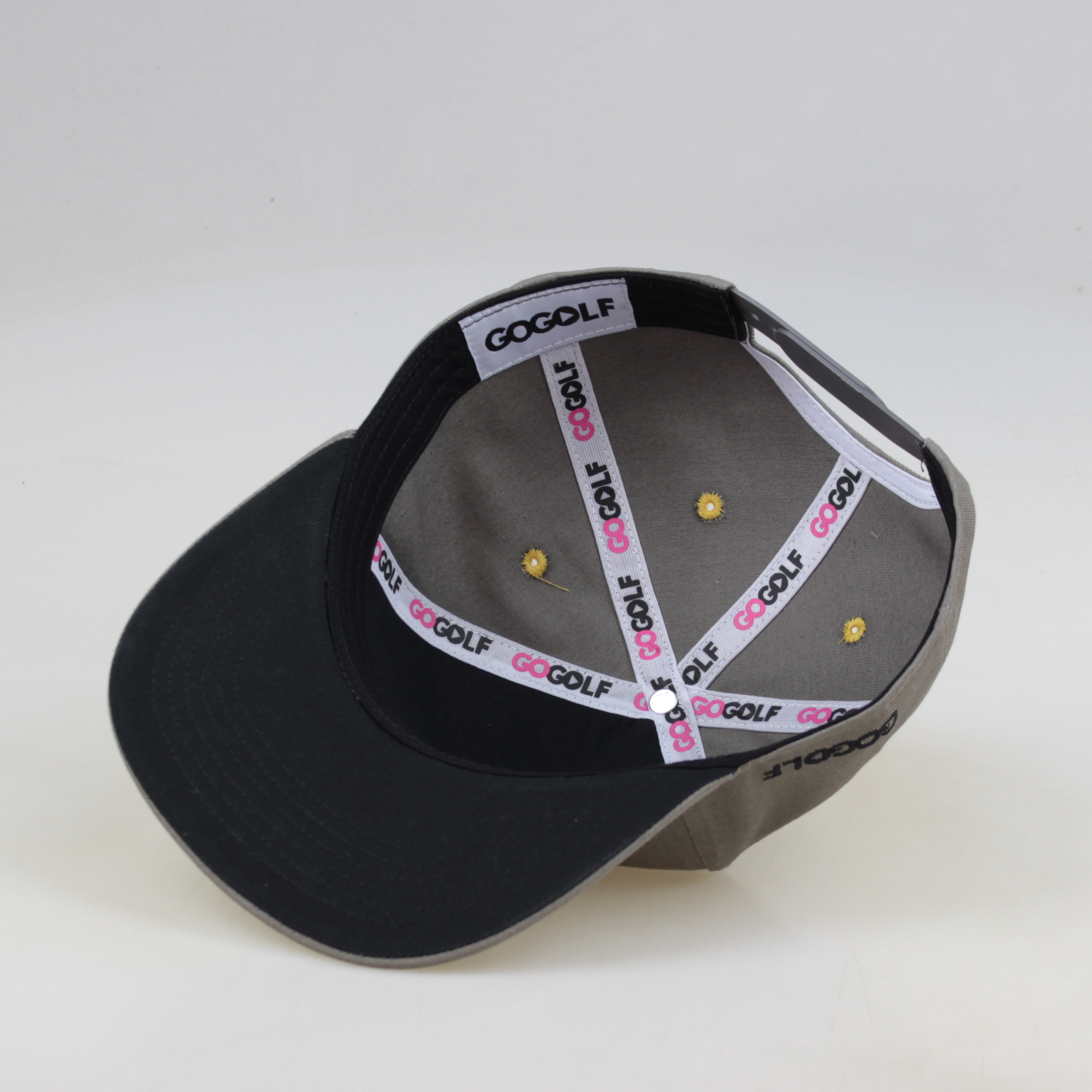 Grey Flat Brim Snapback Cap with Pink 3D Embroidered Script Logo
