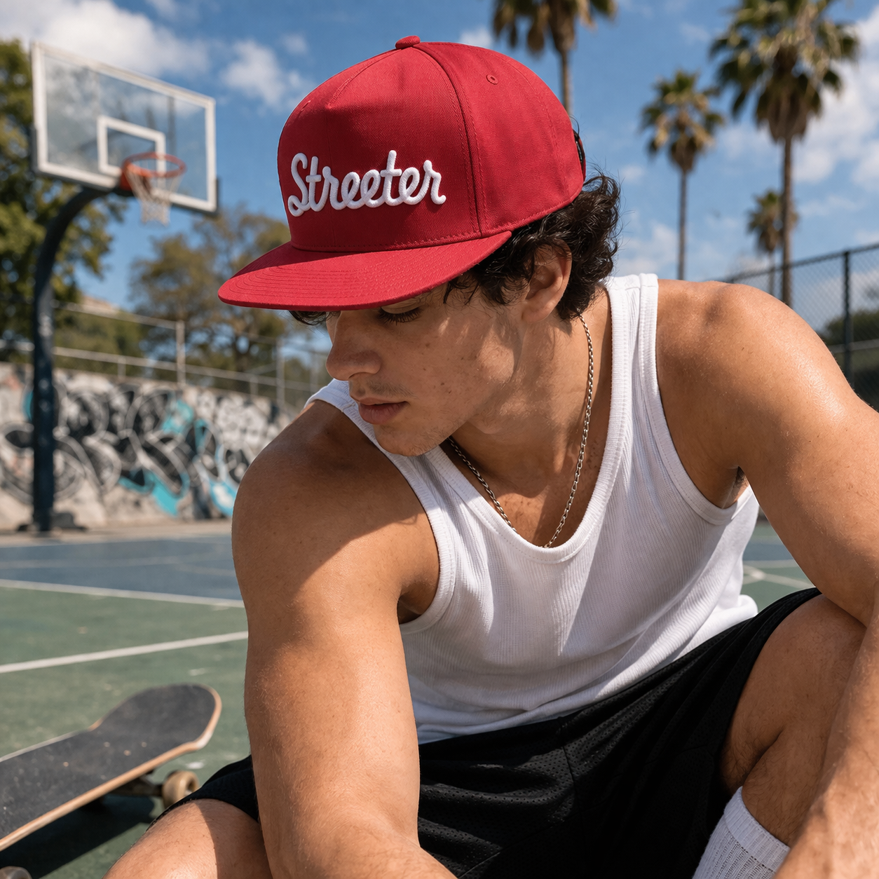 Script Logo Flat Brim Snapback Cap with Raised Embroidery Contrast Colorways