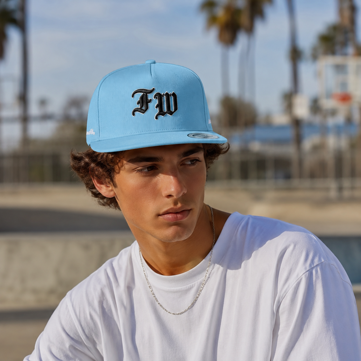 Sky Blue ATL 3D Embroidered Flat Brim Snapback Cap