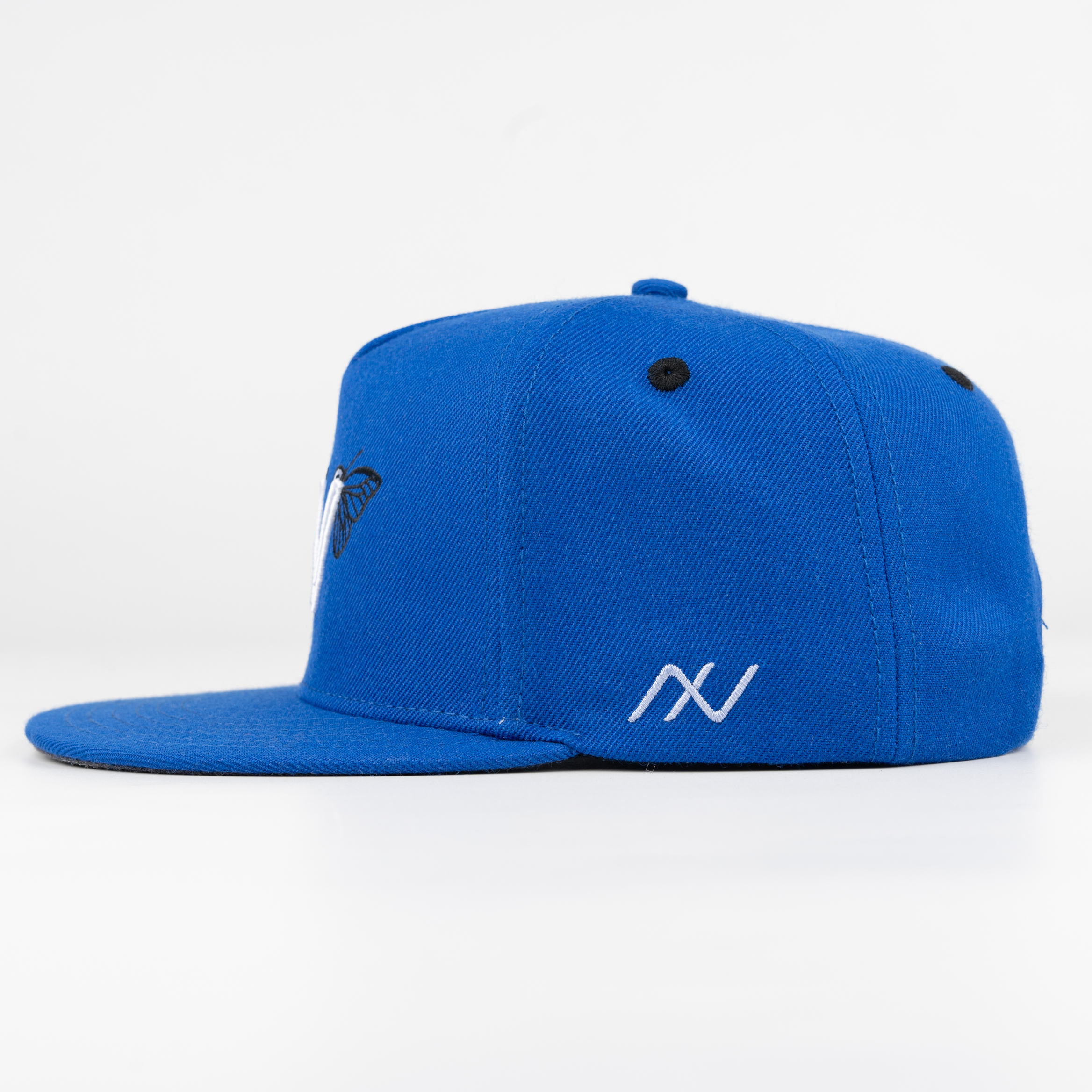 Blue Butterfly Monogram 5 Panel 3D Embroidered Snapback Hat