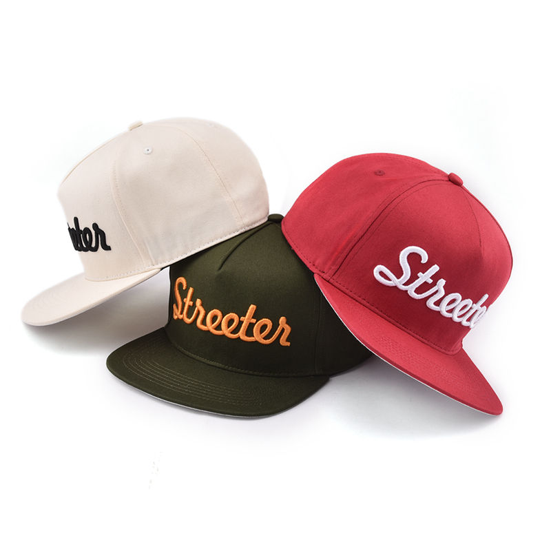 Script Logo Flat Brim Snapback Cap with Raised Embroidery Contrast Colorways