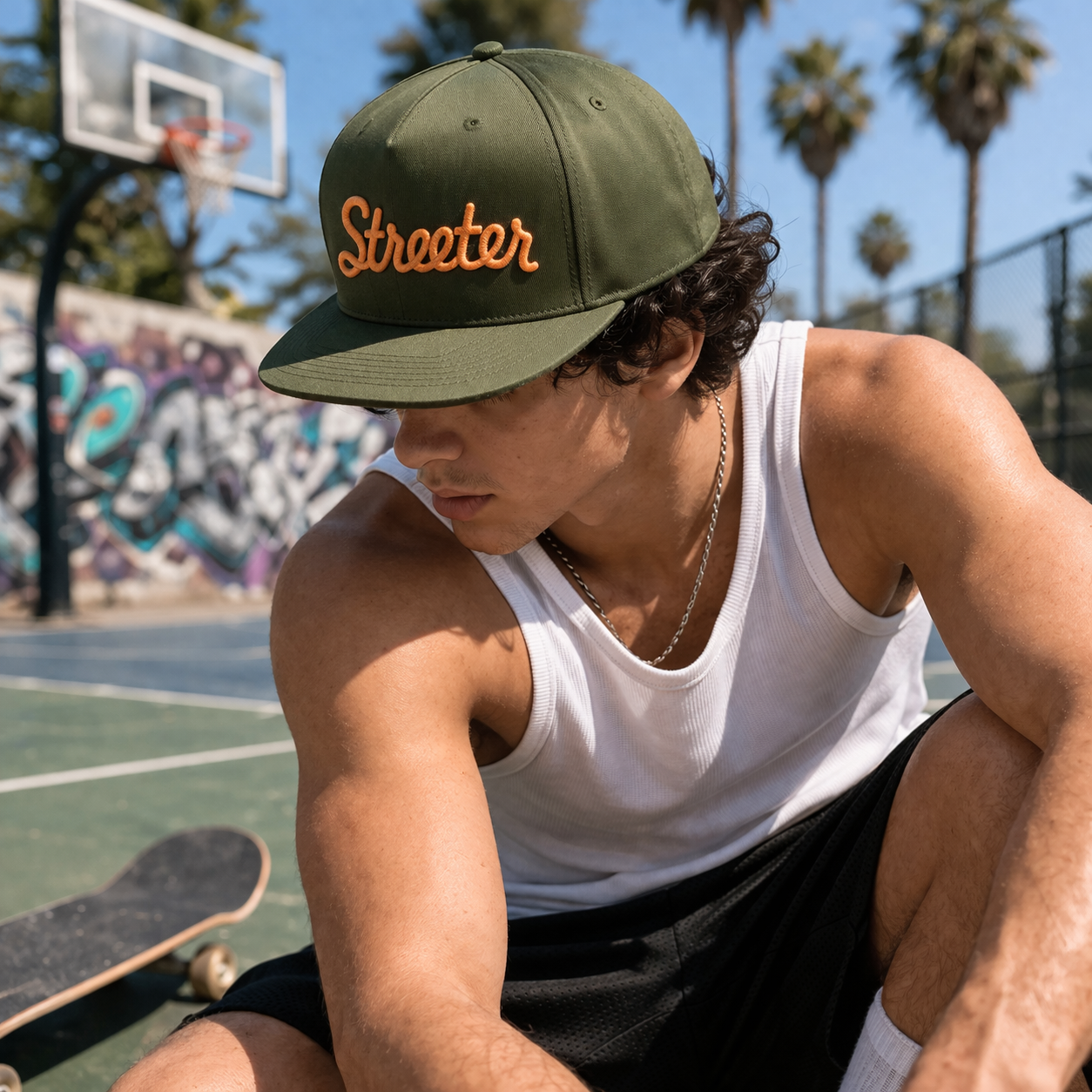 Script Logo Flat Brim Snapback Cap with Raised Embroidery Contrast Colorways