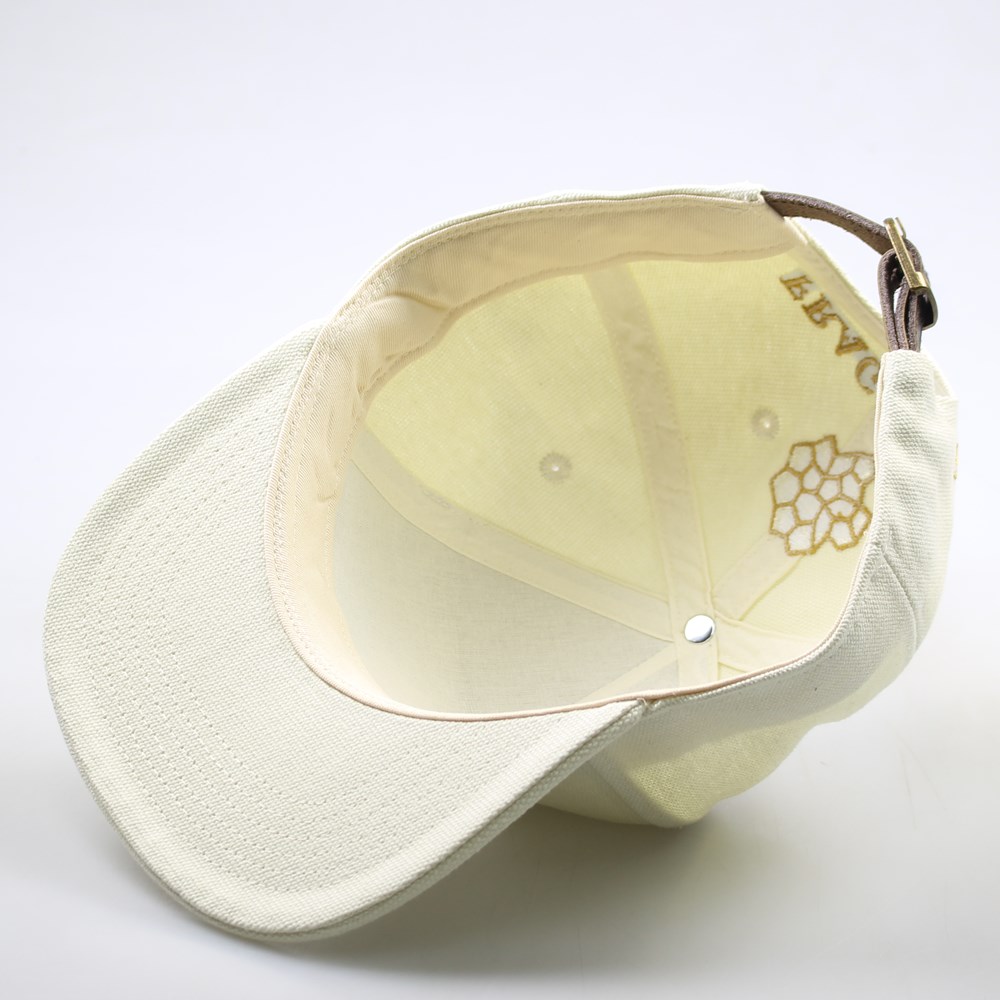 Luxury Cream Embroidered Logo Flat Brim Snapback Cap