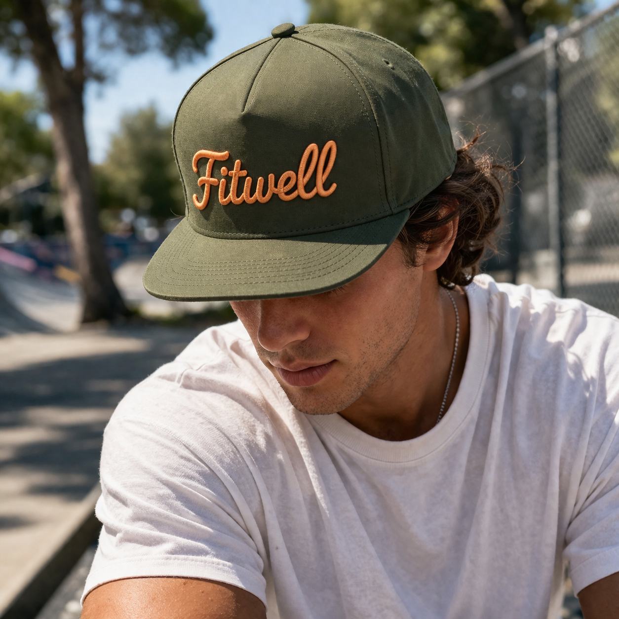 Script Logo Flat Brim Snapback Cap with Raised Embroidery Contrast Colorways
