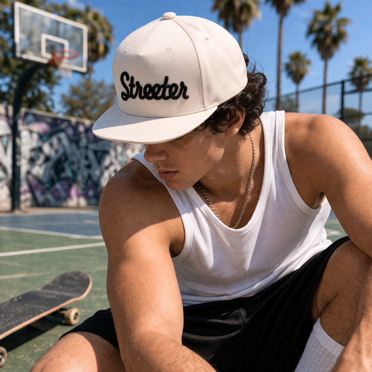 Script Logo Flat Brim Snapback Cap with Raised Embroidery Contrast Colorways