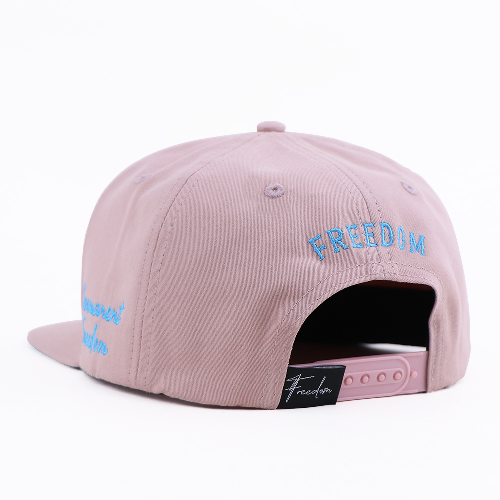Pink 3D Embroidered Letter Snapback Cap Flat Brim Street Style Hat