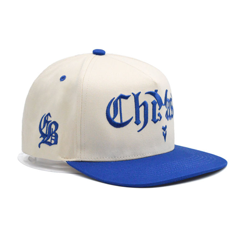 Two-Tone Gothic Embroidered Flat Brim Snapback Cap