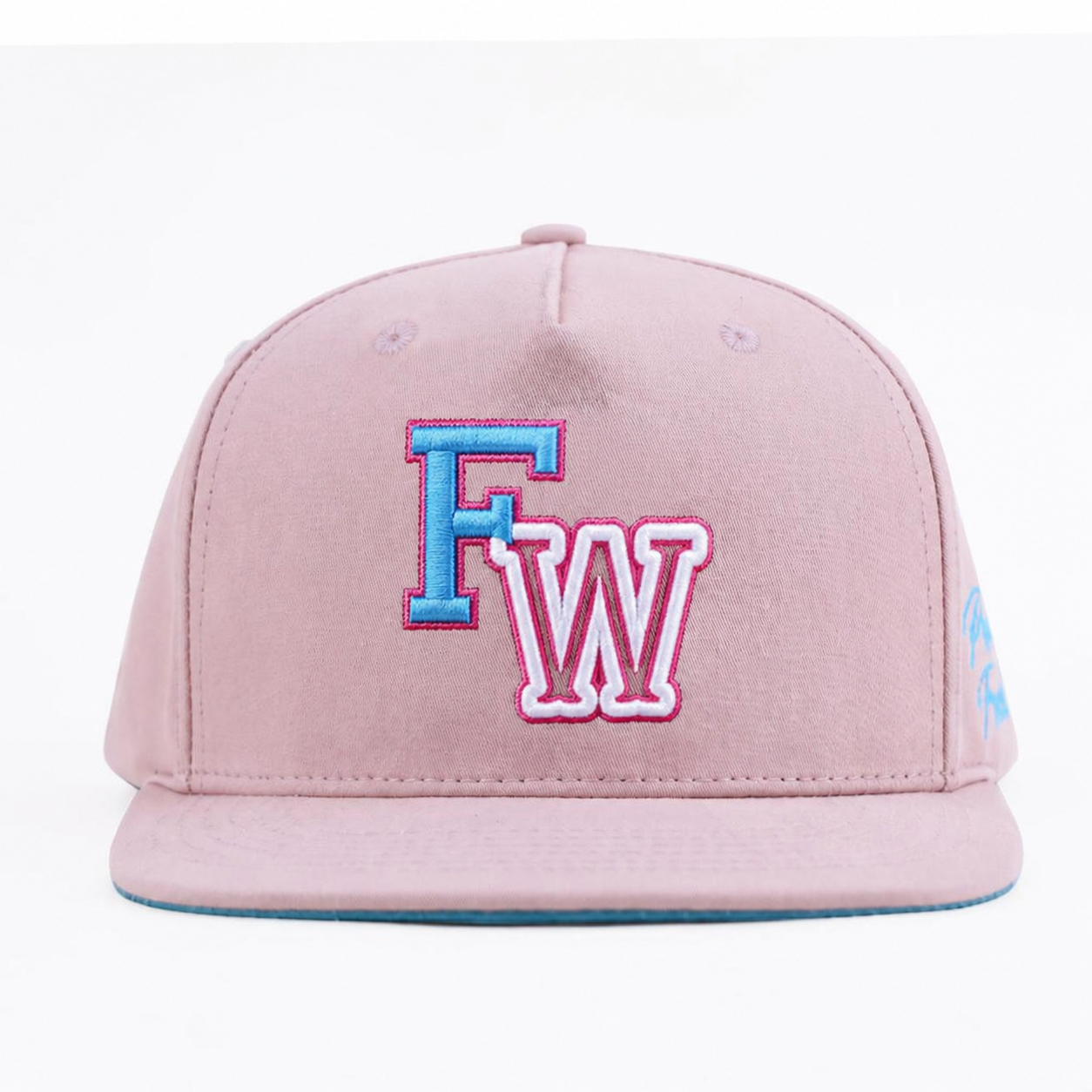 Pink 3D Embroidered Letter Snapback Cap Flat Brim Street Style Hat