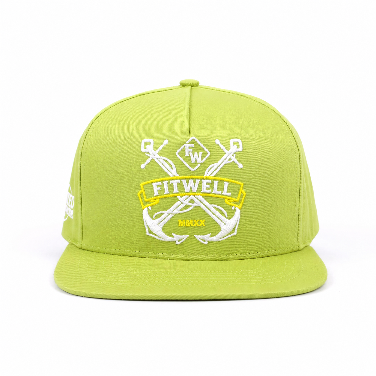 Lime Green Marine Aces Embroidered Flat Brim Snapback Cap