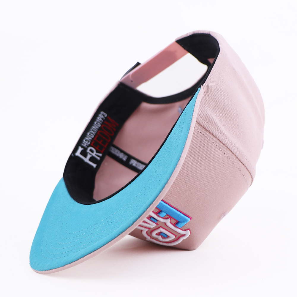 Pink 3D Embroidered Letter Snapback Cap Flat Brim Street Style Hat