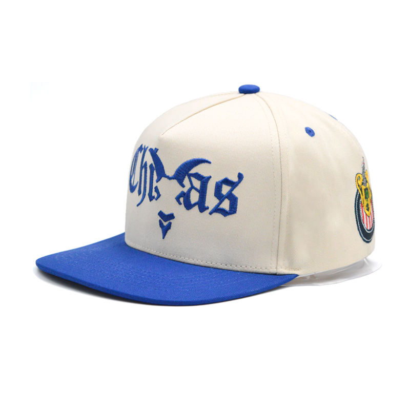 Two-Tone Gothic Embroidered Flat Brim Snapback Cap