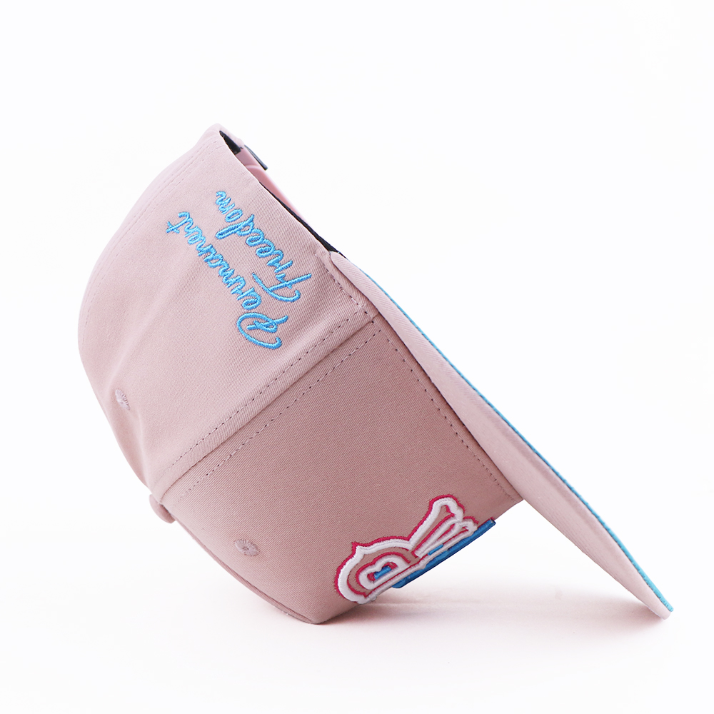Pink 3D Embroidered Letter Snapback Cap Flat Brim Street Style Hat