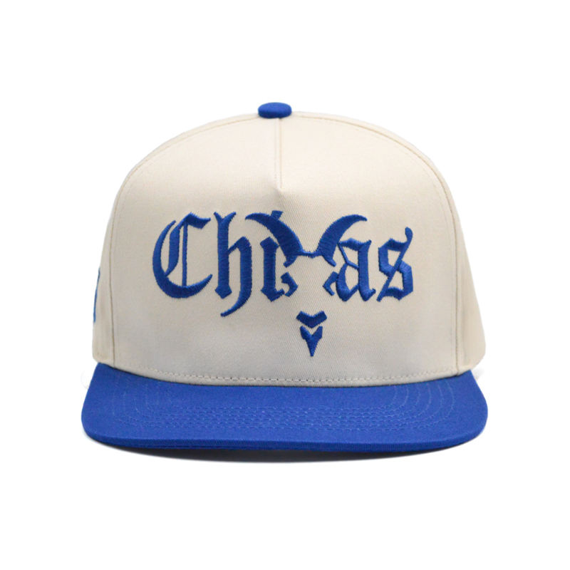Two-Tone Gothic Embroidered Flat Brim Snapback Cap